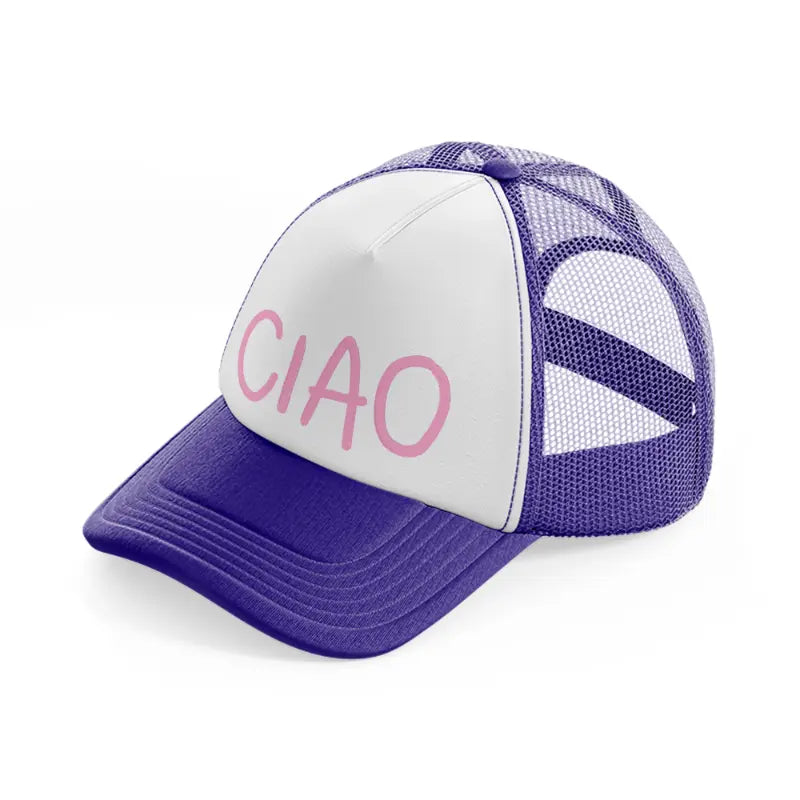 pink ciao purple trucker hat