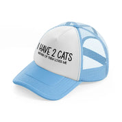 i have 2 cats neither of them loves me sky blue trucker hat