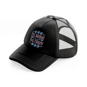7 black trucker hat