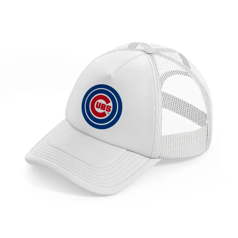 chicago cubs blue badge white trucker hat