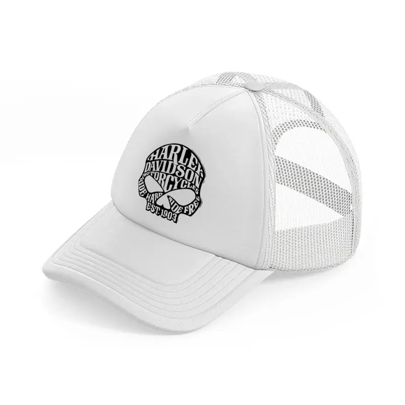 harley davidson motorcycles ride hard ride free est. 1903 white trucker hat