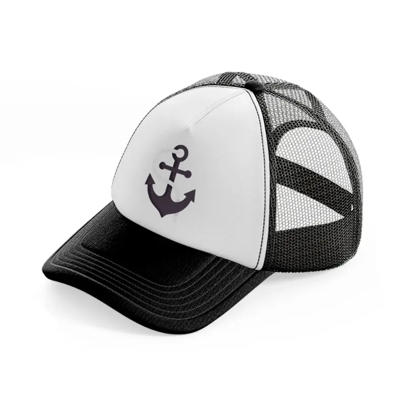 anchor black and white trucker hat