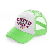cupid university est 1876 lime green trucker hat