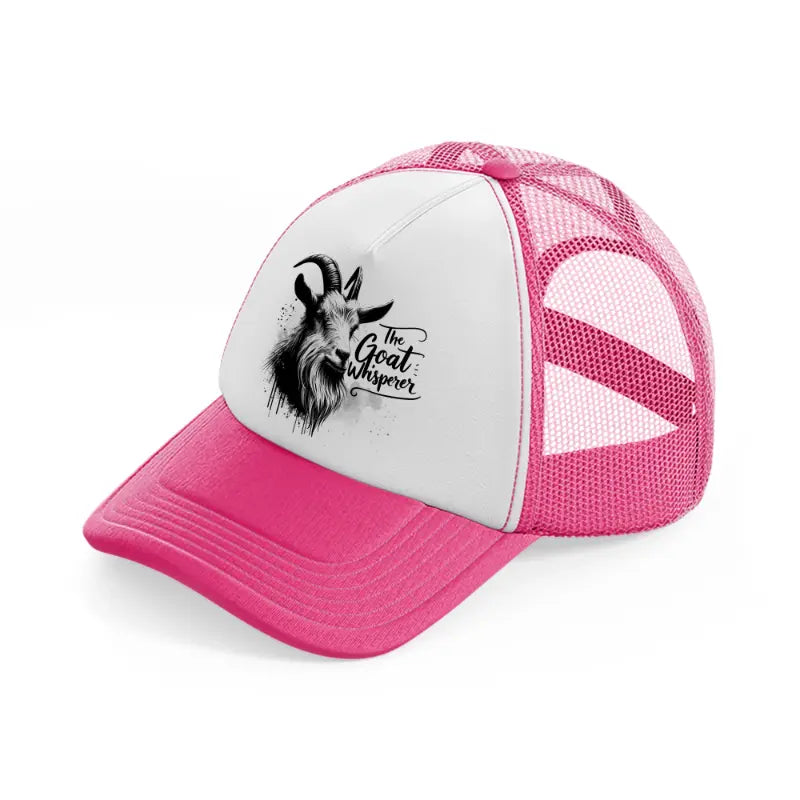 the goat whisper neon pink trucker hat