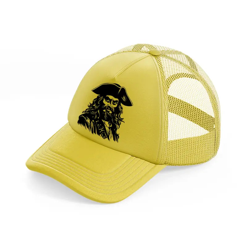 captain pirates gold trucker hat