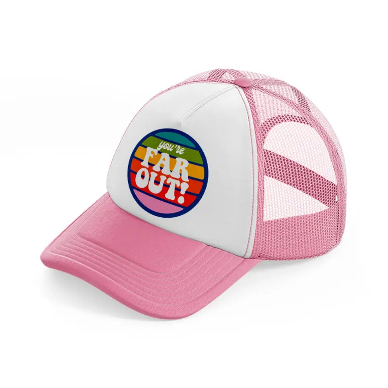 groovy love sentiments gs 05 pink and white trucker hat