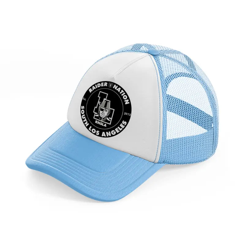 oakland raiders retro badge sky blue trucker hat