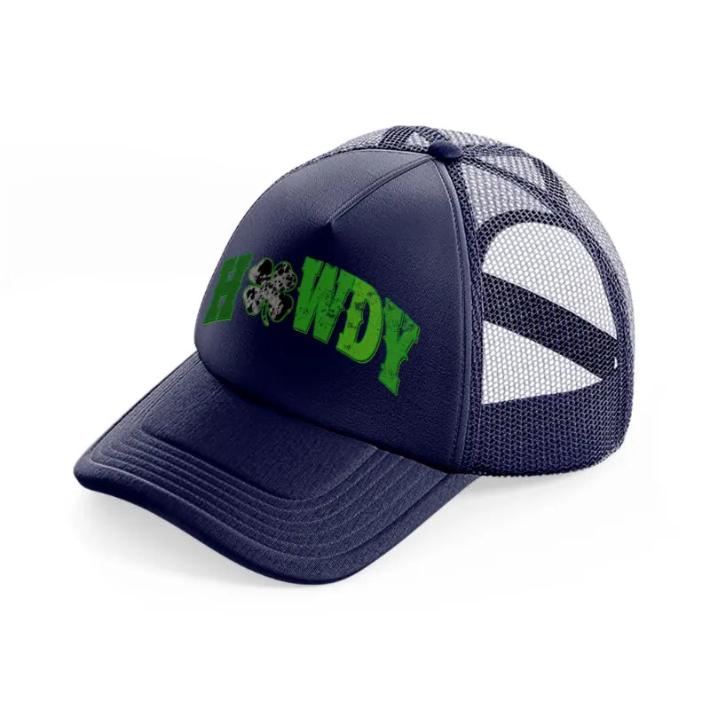 howdy clover navy blue trucker hat
