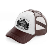 welcome to our farm. brown trucker hat