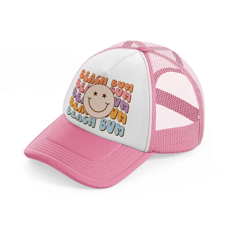 beach bum pink and white trucker hat
