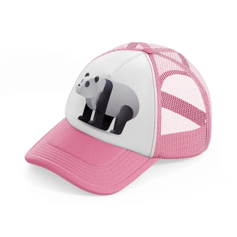 002 panda bear pink and white trucker hat