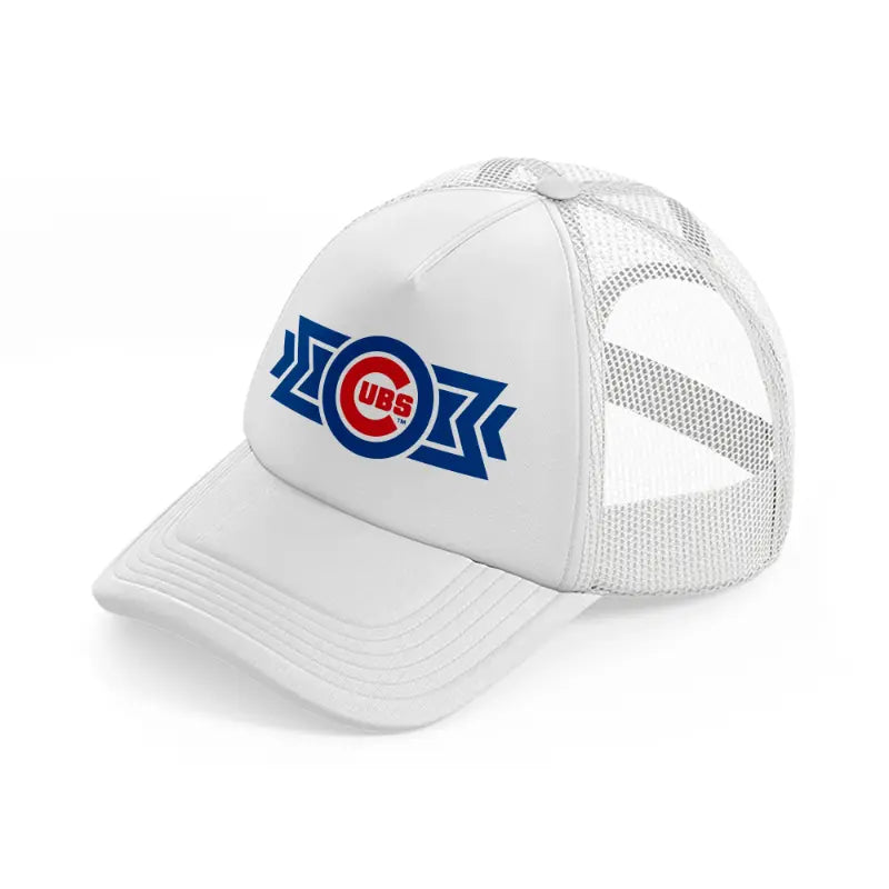 chicago cubs wide badge white trucker hat