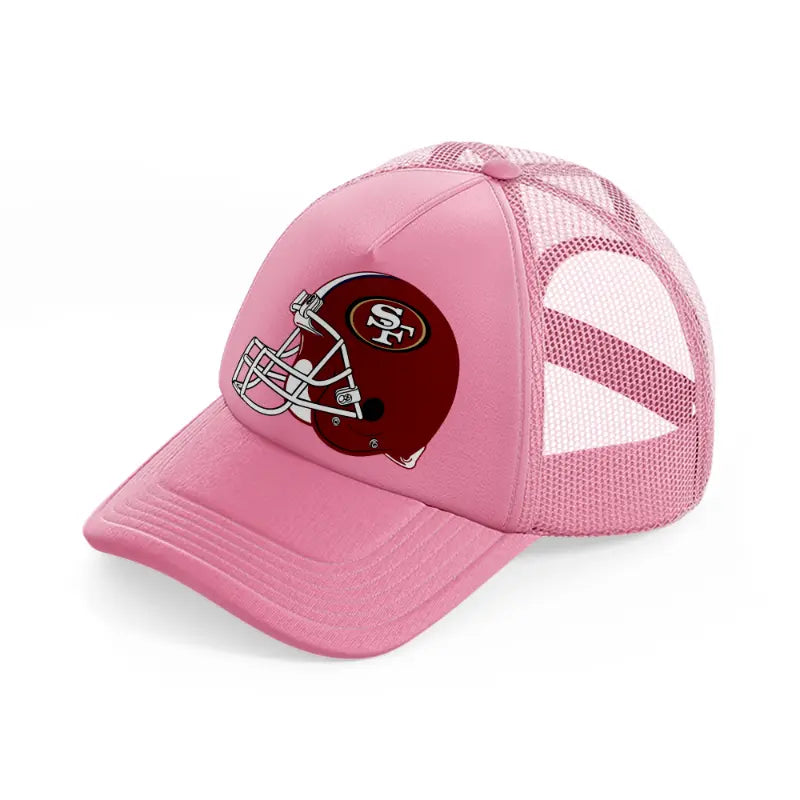 49ers red helmet pink trucker hat