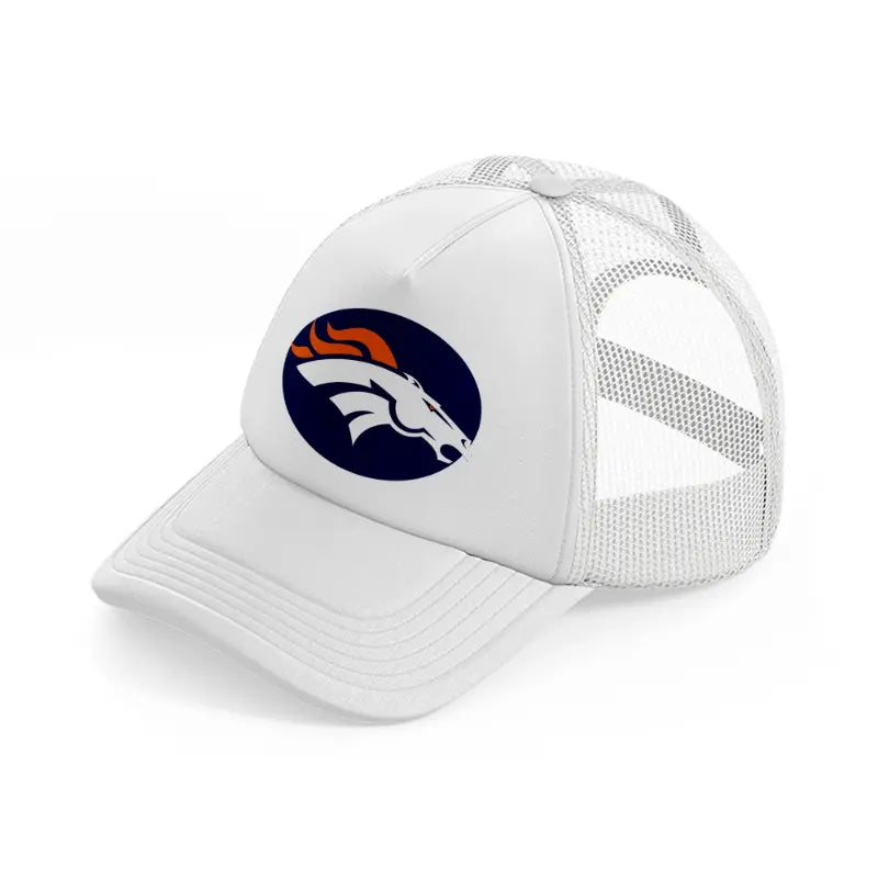 denver broncos blue badge white trucker hat