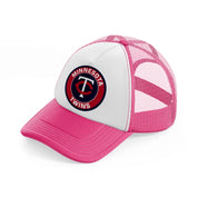 minnesota twins badge neon pink trucker hat