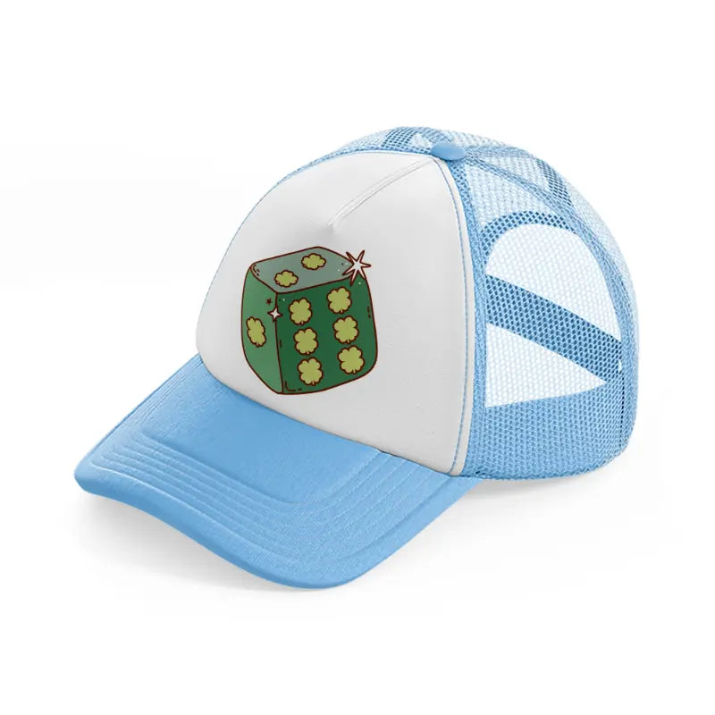 clover dice sky blue trucker hat