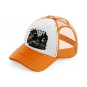 deer car wild orange trucker hat
