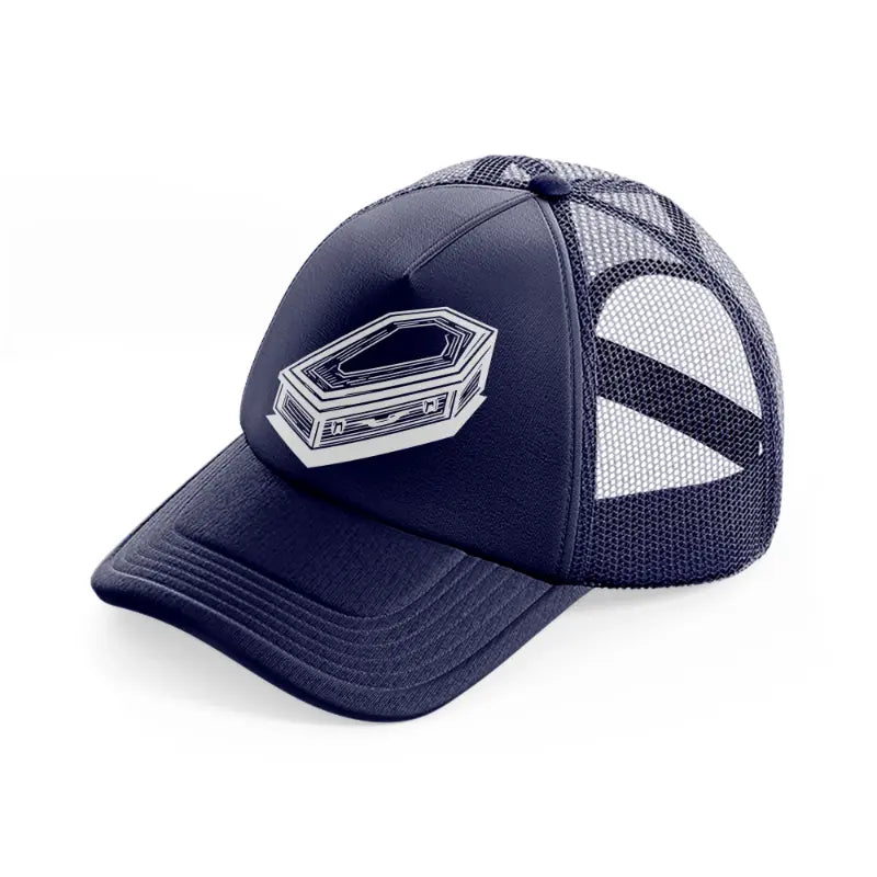 basic casket navy blue trucker hat
