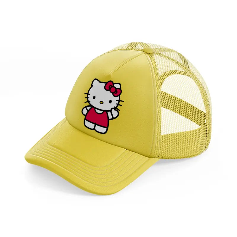 hello kitty say hi gold trucker hat