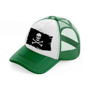 pirate flag green and white trucker hat