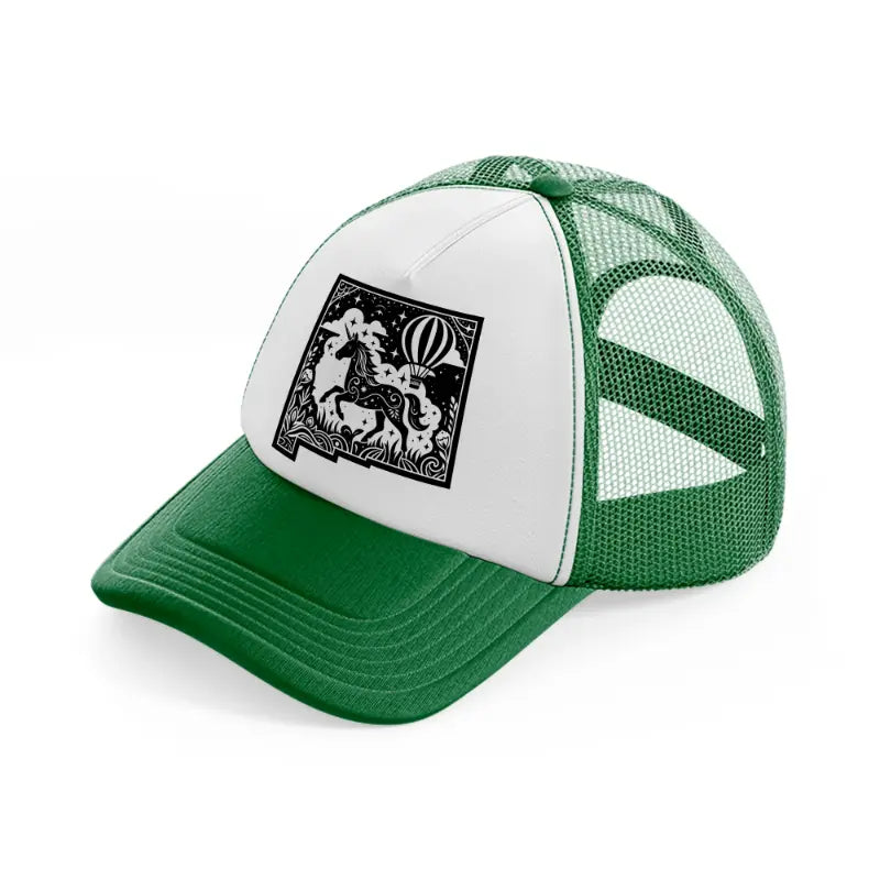 new mexico art green and white trucker hat