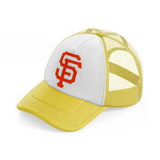 sf orange emblem yellow trucker hat