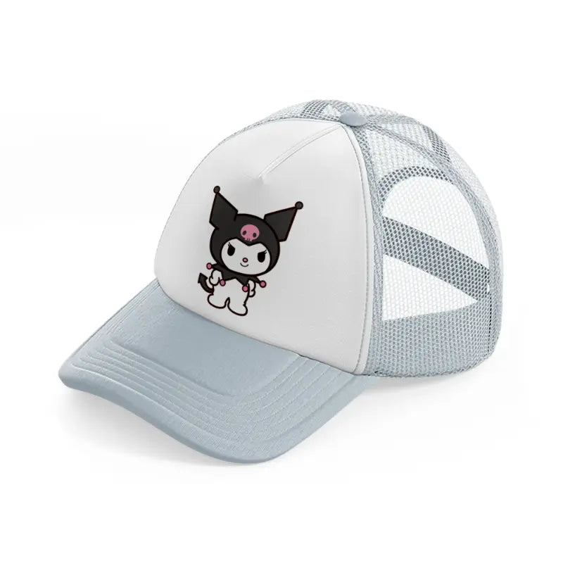 bat kitty smiling grey trucker hat