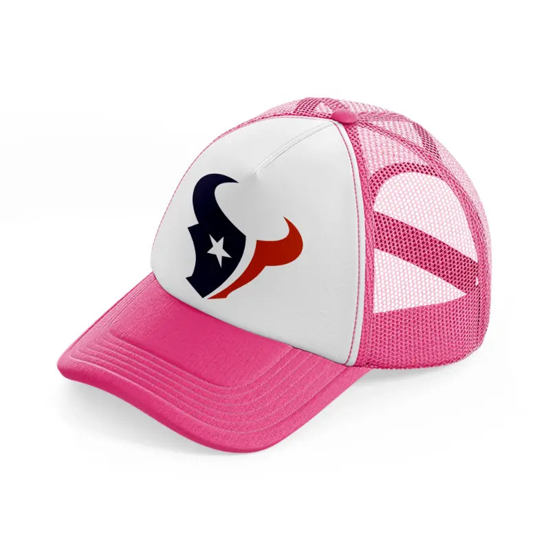 houston texans emblem neon pink trucker hat