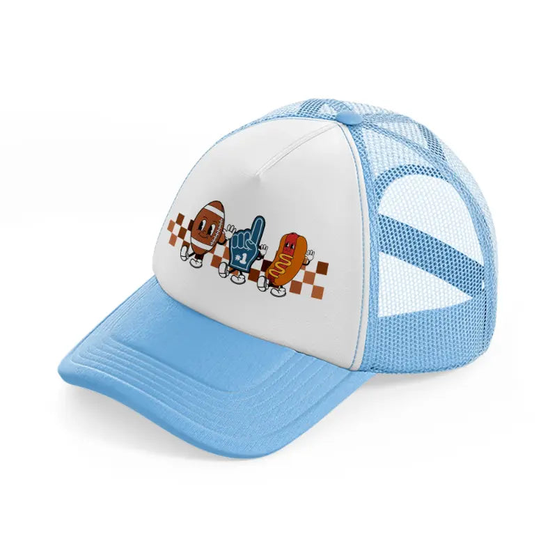football characters sky blue trucker hat