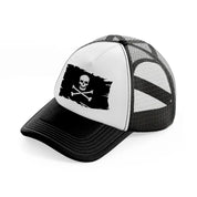pirate flag black and white trucker hat