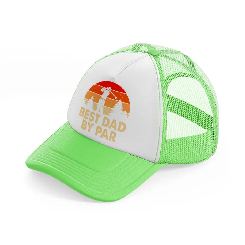 best dad by par orange lime green trucker hat