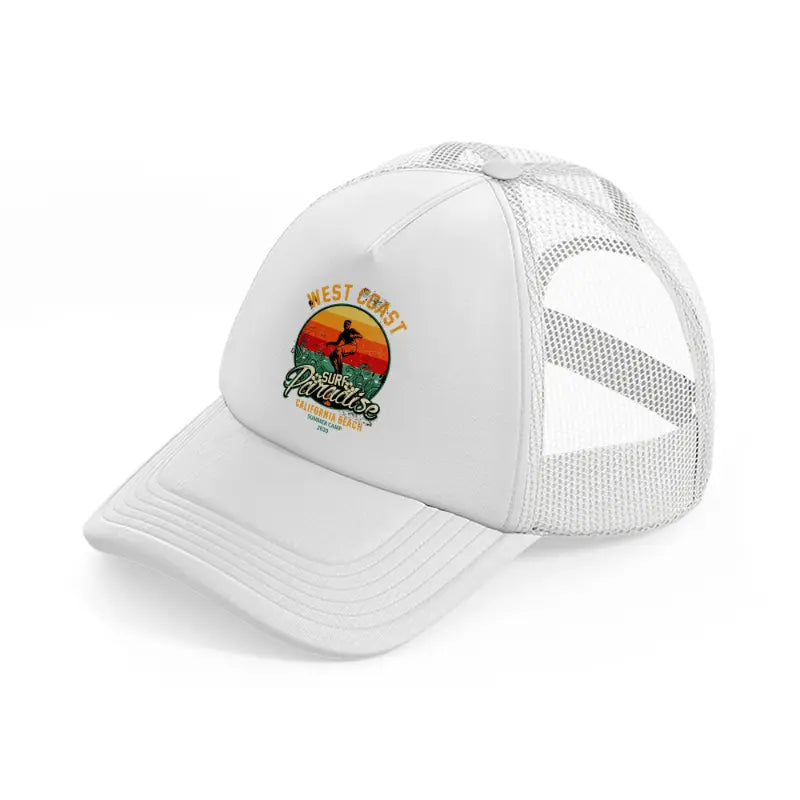 west coast surf paradise california beach white trucker hat