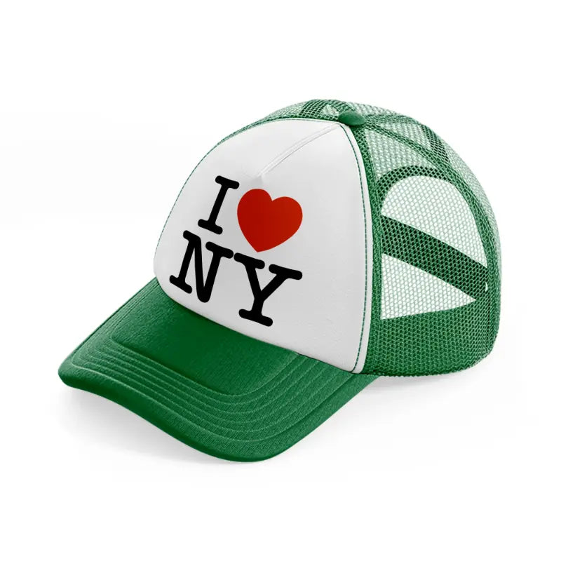 i love ny green and white trucker hat