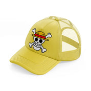 luffy logo gold trucker hat