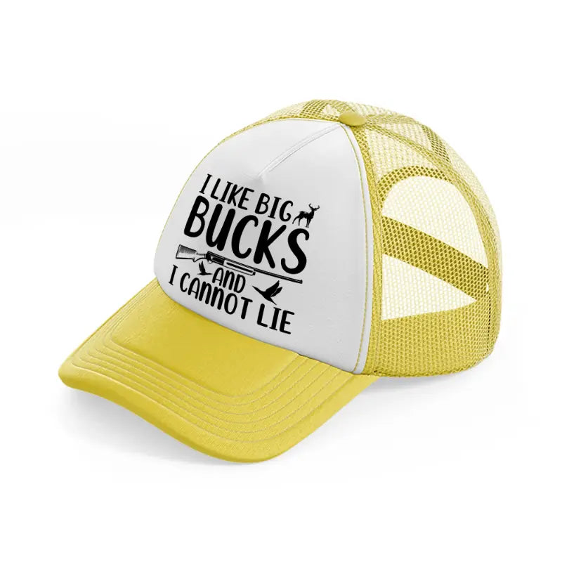 i like big bucks and i cannot lie yellow trucker hat