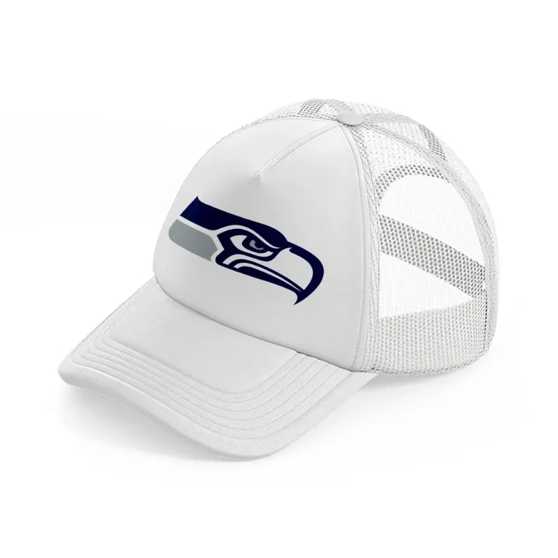 seattle seahawks emblem white trucker hat