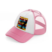 fishing retro pink and white trucker hat