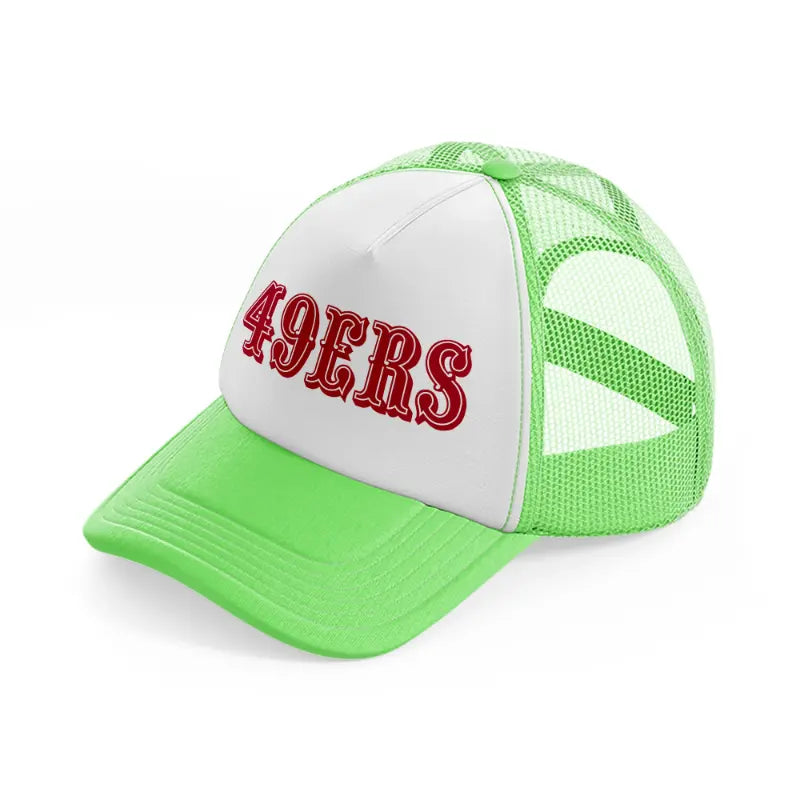 49ers old school red version lime green trucker hat
