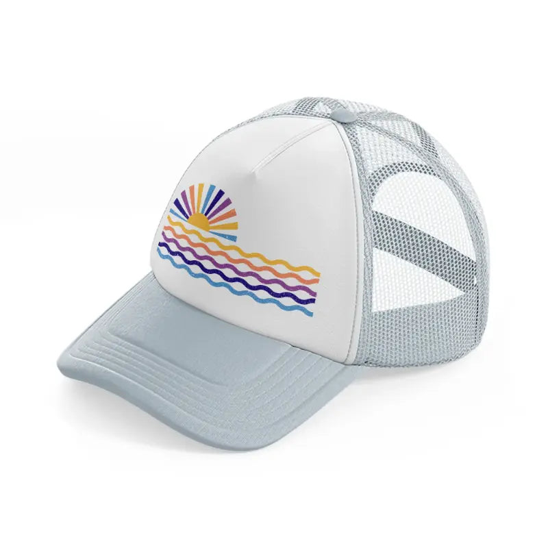 sunset grey trucker hat