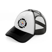 pittsburgh steelers emblem black and white trucker hat