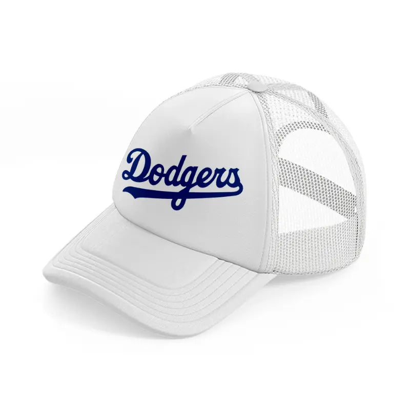 dodgers text white trucker hat