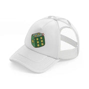 clover dice white trucker hat