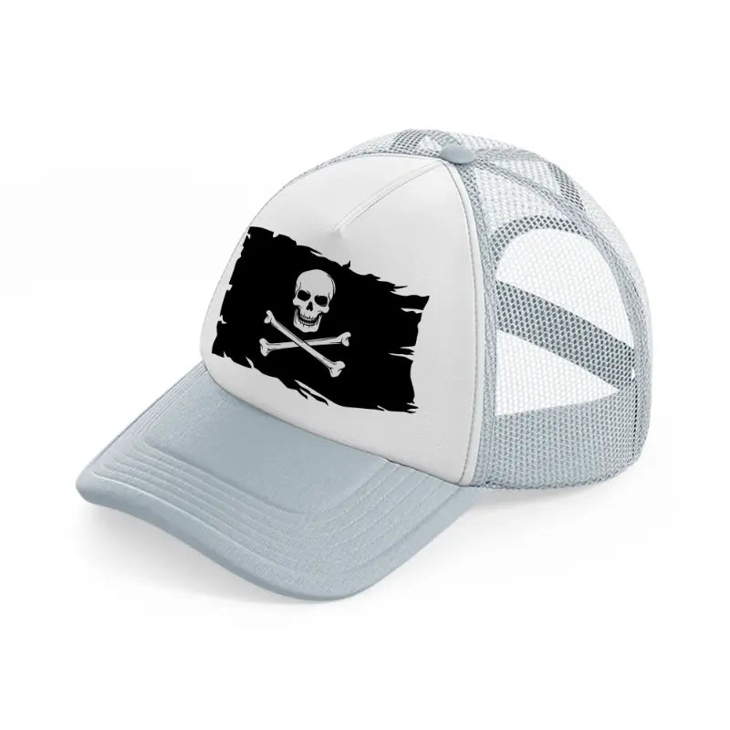 pirate flag grey trucker hat