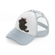black cat grey trucker hat