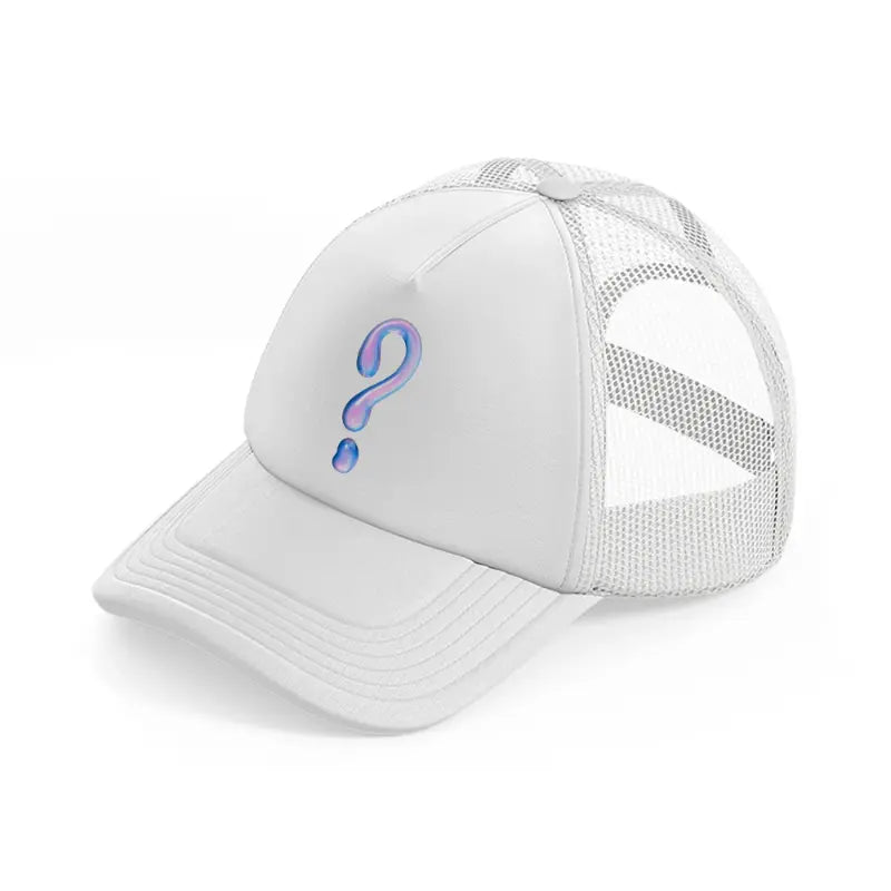 question mark white trucker hat