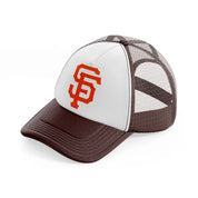 sf orange emblem brown trucker hat