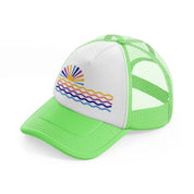 sunset lime green trucker hat