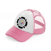 pittsburgh steelers emblem pink and white trucker hat