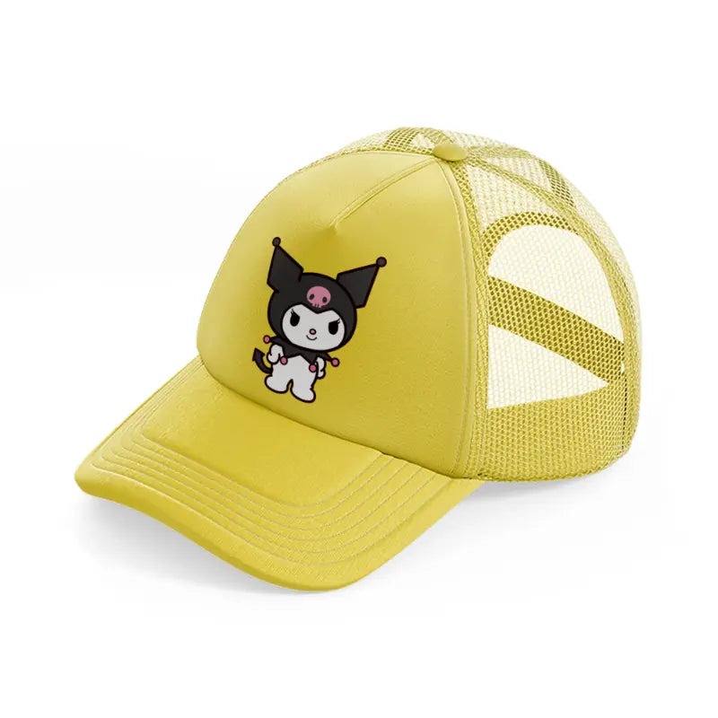 bat kitty smiling gold trucker hat