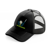 golf ball stick black trucker hat